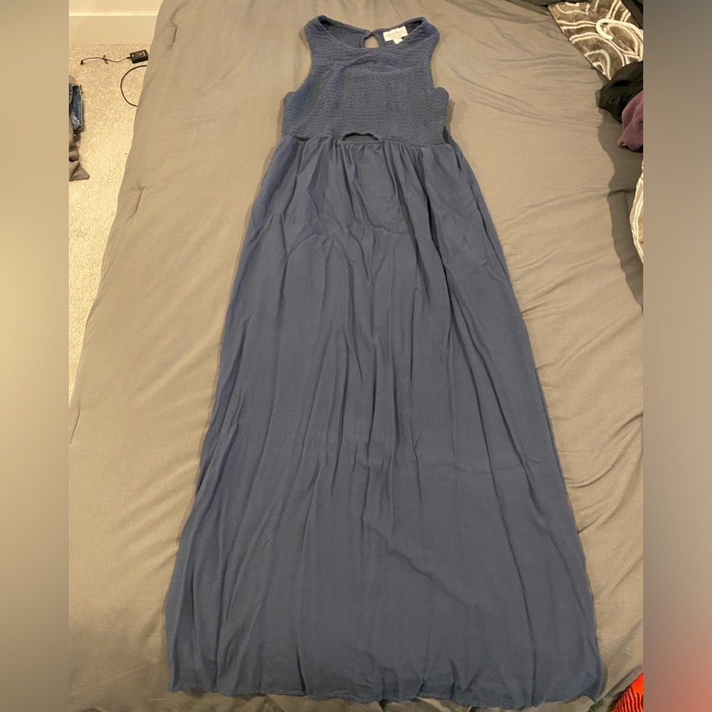 Navy blue maternity maxi dress, size L, Ingred + Isabel